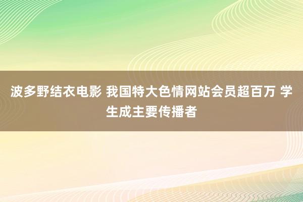 波多野结衣电影 我国特大色情网站会员超百万 学生成主要传播者